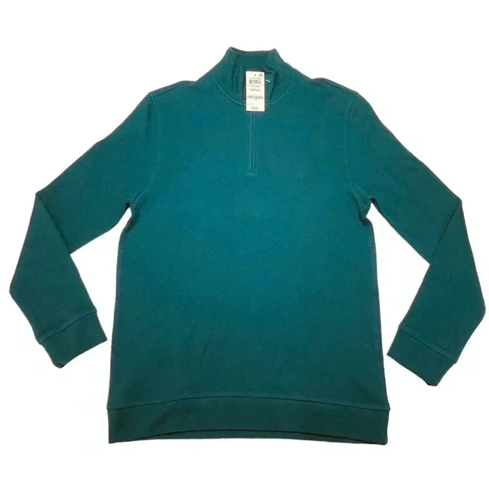 Tasso Elba 1/4 Zip Teal Green Cotton Blend Size Medium - Picture 2 of 11